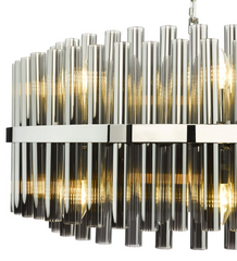 Imani 16 Light Pendant Polished Chrome and Smoked Ribbed Glass