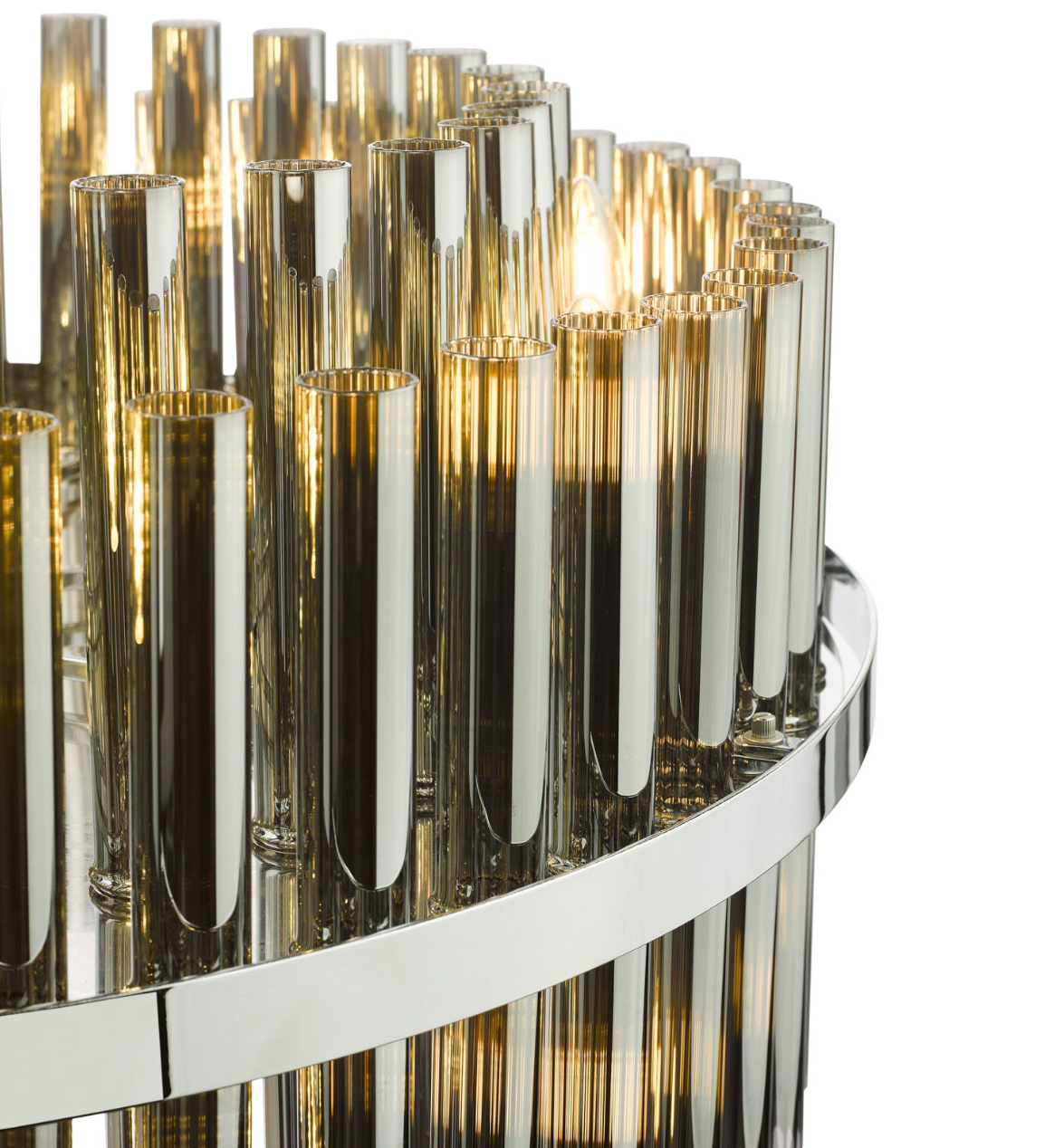 Imani 16 Light Pendant Polished Chrome and Smoked Ribbed Glass