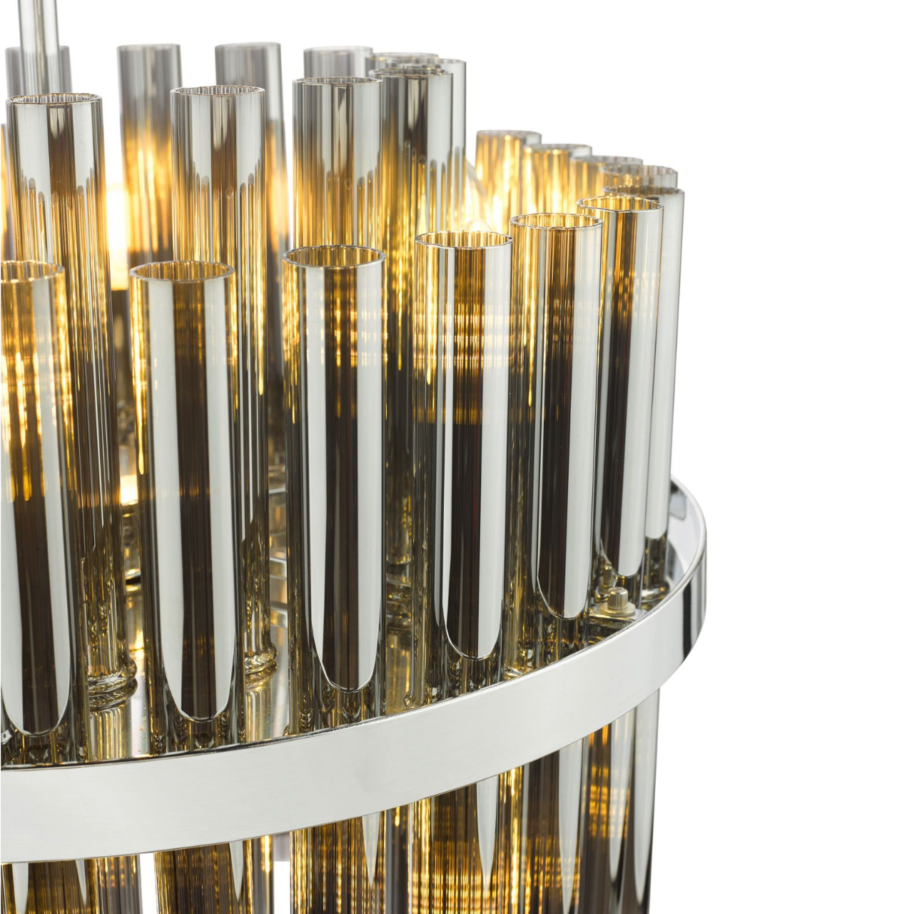 Imani 12 Light Pendant Polished Chrome and Smoked Ribbed Glass
