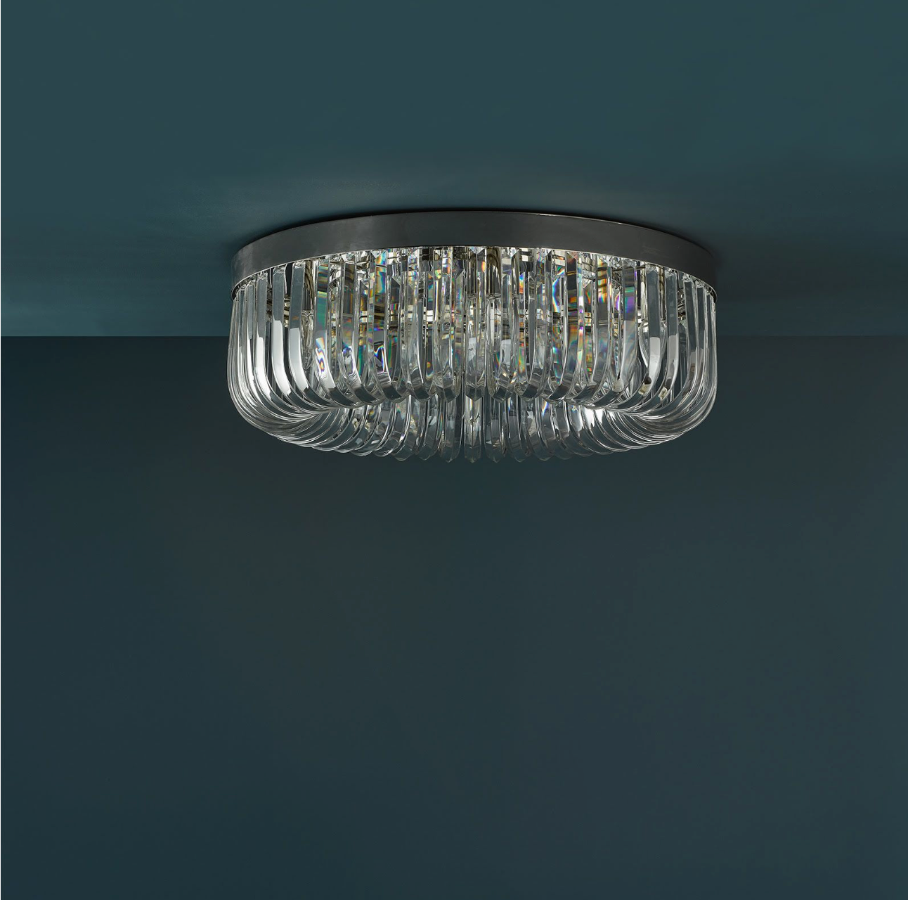 Sigourney 6 Light Flush Polished Nickel and Crystal