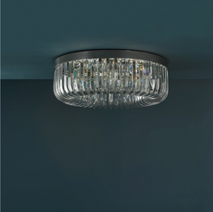 Sigourney 6 Light Flush Polished Nickel and Crystal