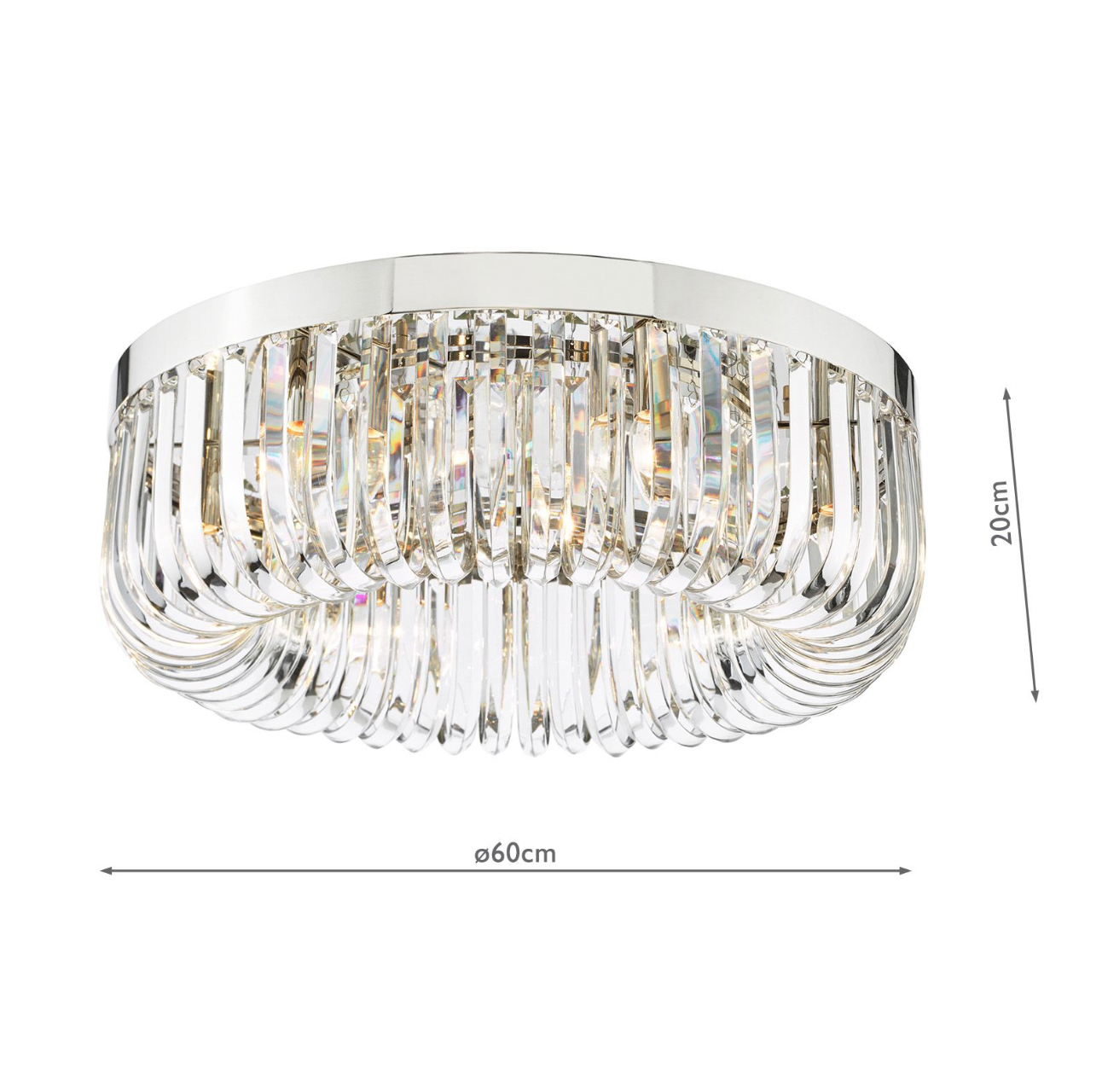Sigourney 6 Light Flush Polished Nickel and Crystal