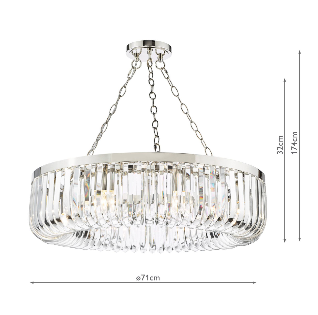 Sigourney 8 Light Pendant Polished Nickel and Crystal SIG0838