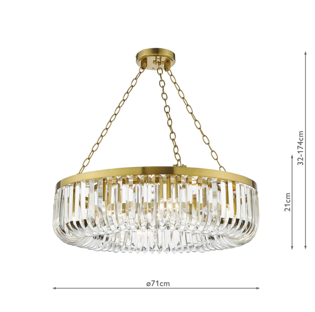 Sigourney 8 Light Pendant Satin Gold and Crystal