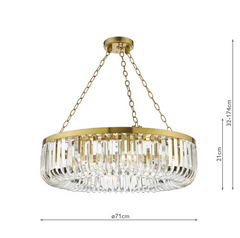 Sigourney 8 Light Pendant Satin Gold and Crystal
