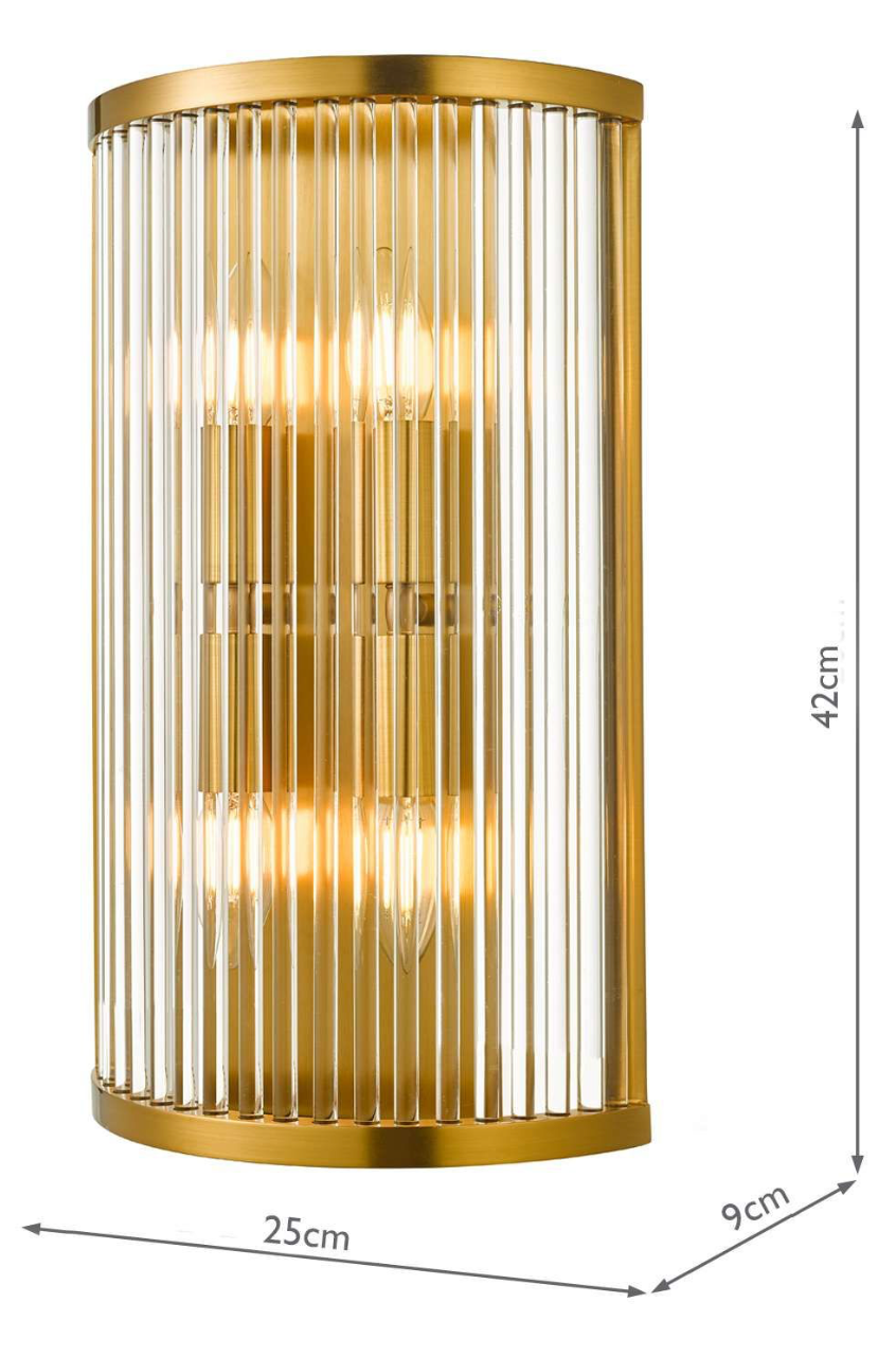 Eleanor 4 Light Wall Light Natural Brass Glass