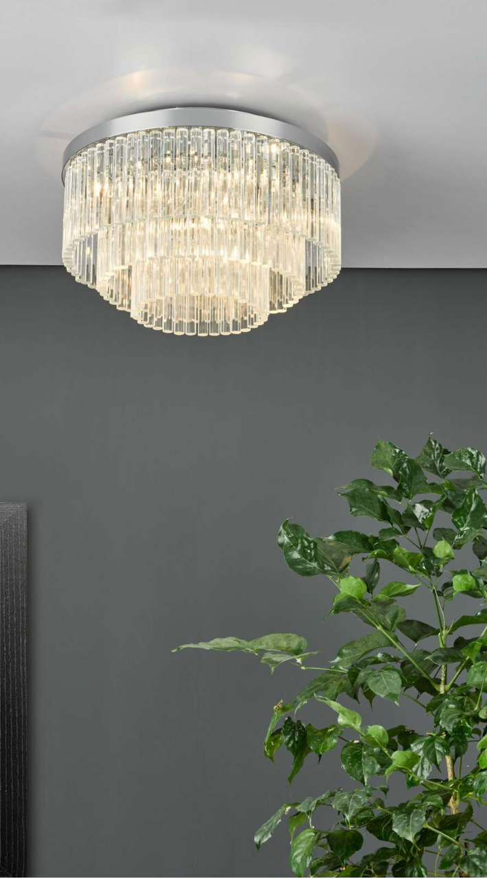 Logan 5 Light Flush Polished Chrome Clear Glass