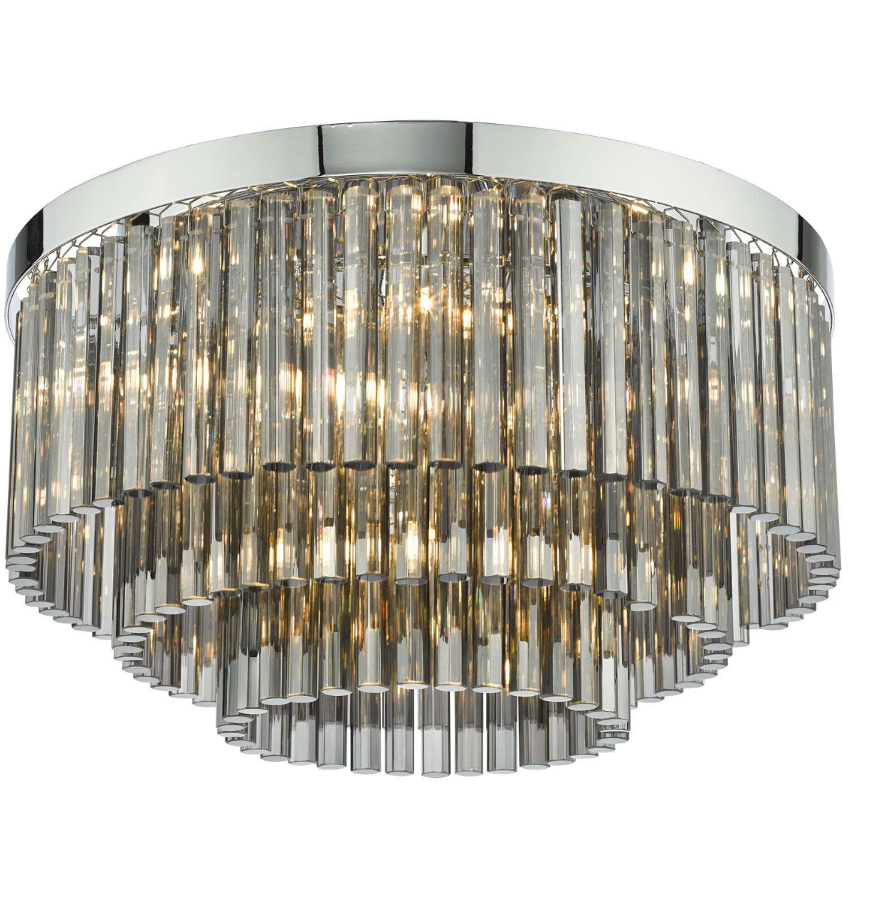 Logan 5 Light Flush Polished Chrome Smoked Glass