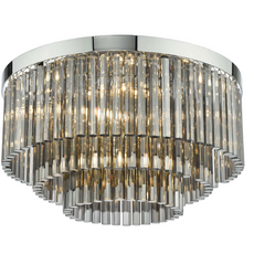 Logan 5 Light Flush Polished Chrome Smoked Glass