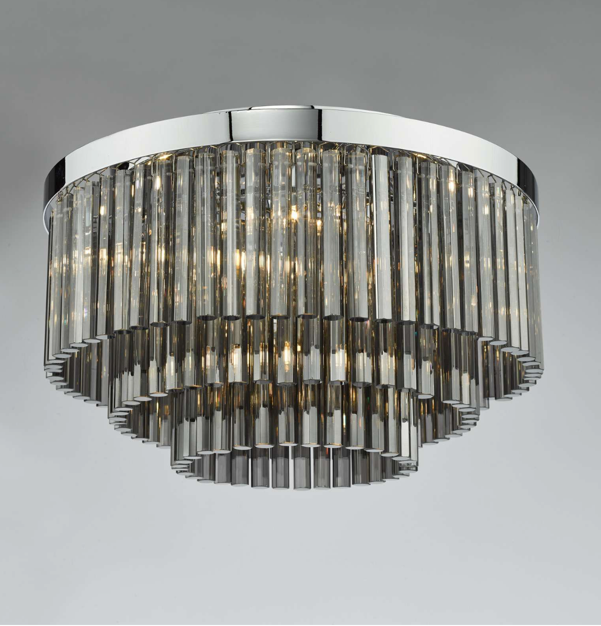 Logan 5 Light Flush Polished Chrome Smoked Glass