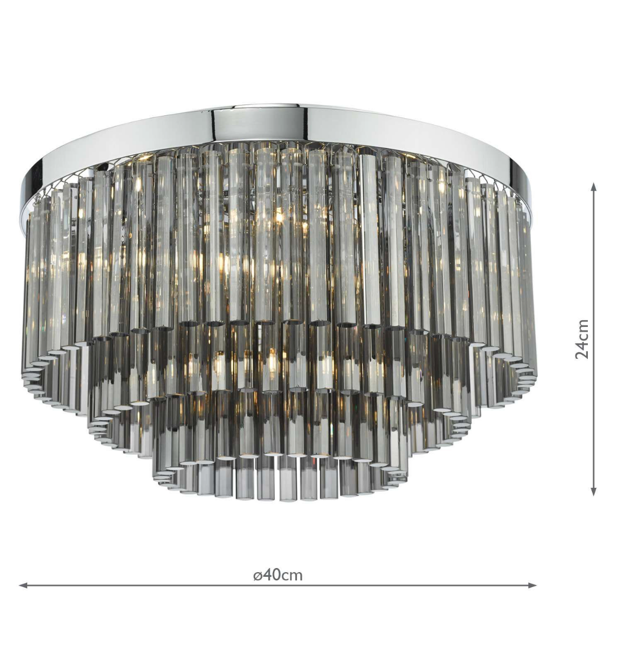 Logan 5 Light Flush Polished Chrome Smoked Glass