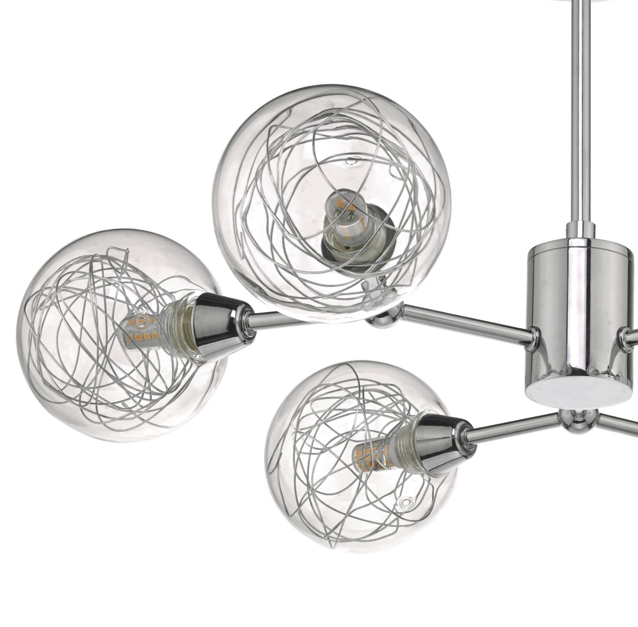 Tyka 6lt Semi Flush Polished Chrome & Glass Dar Lighting