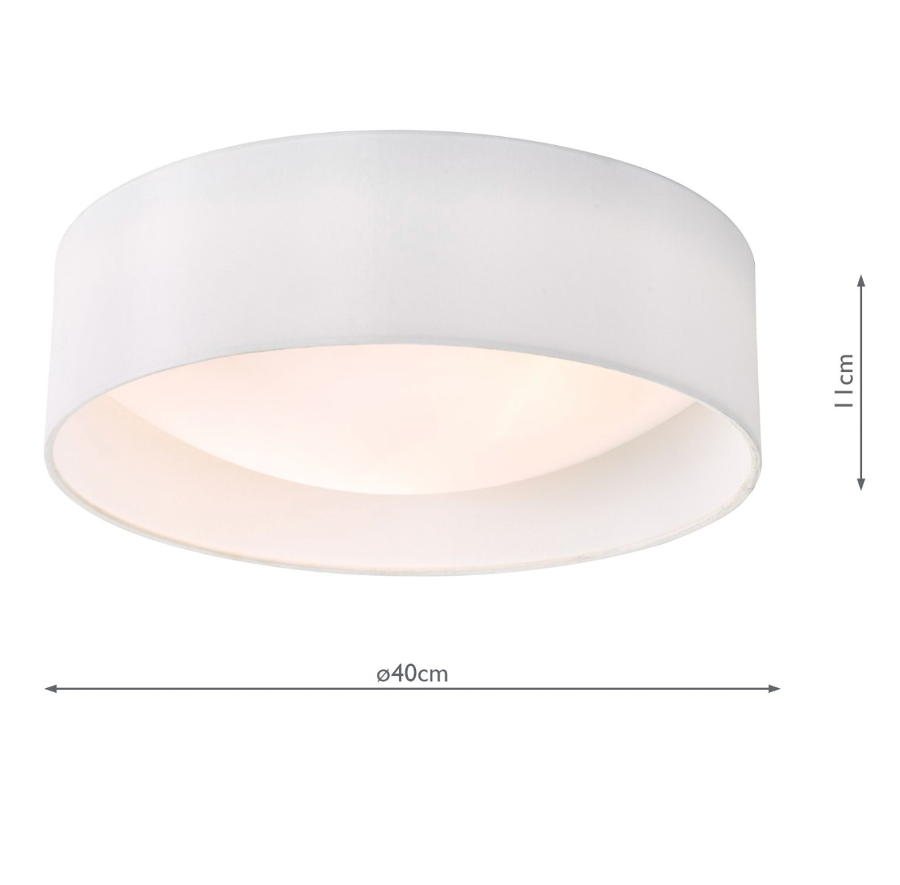 Nysa 2 Light Flush White Faux Silk 40cm