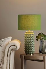 Etzel Table Lamp Green Satin Brass With Shade dar Lighting