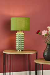 Etzel Table Lamp Green Satin Brass With Shade dar Lighting