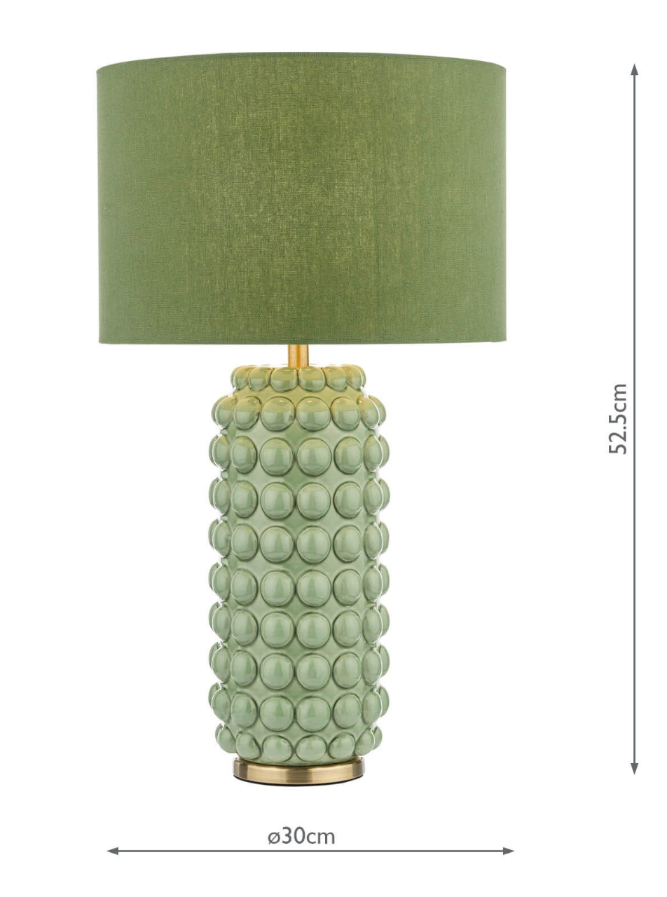 Etzel Table Lamp Green Satin Brass With Shade dar Lighting