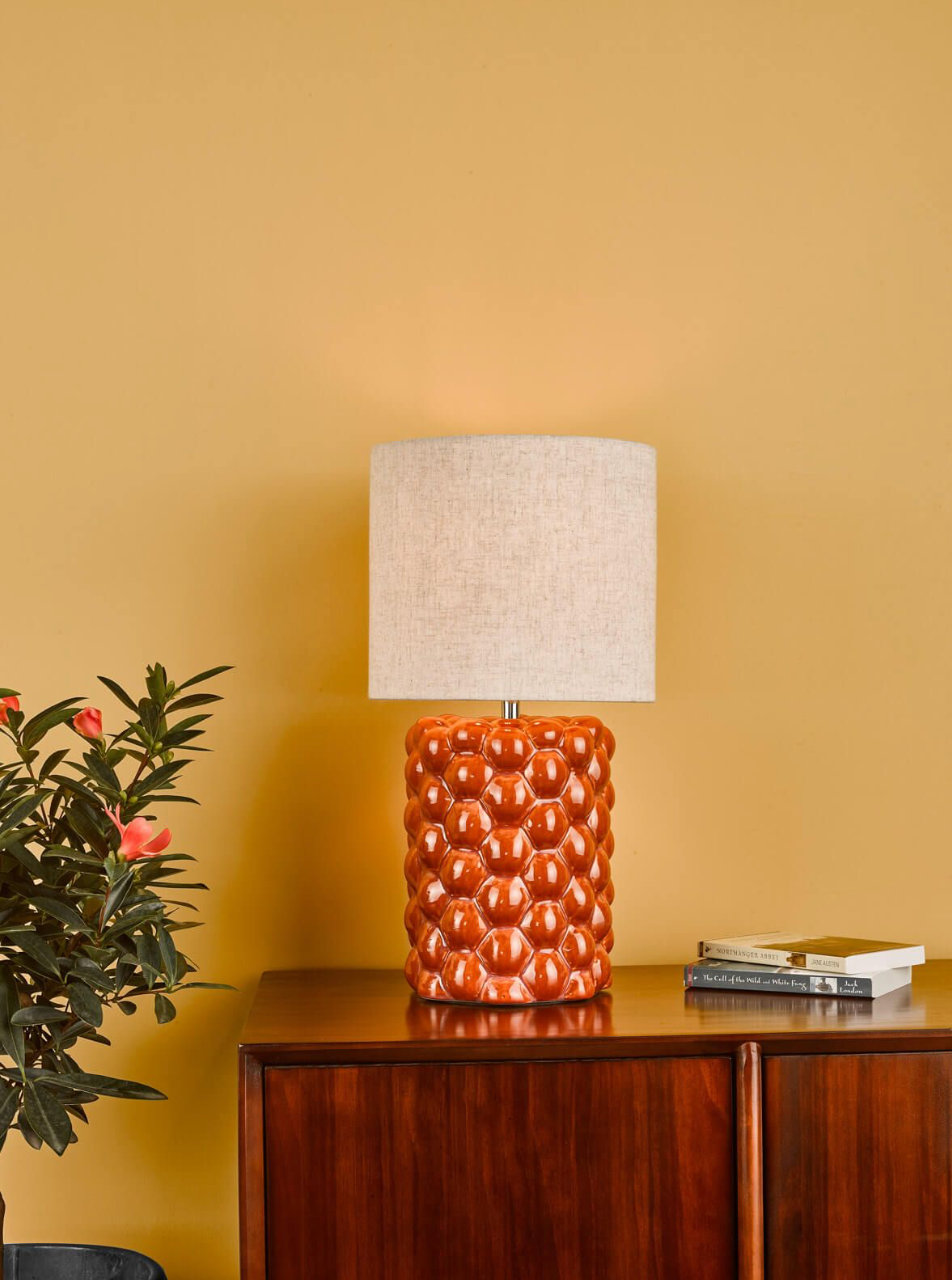 Jayden Table Lamp Orange Glaze With Shade dar Lighting