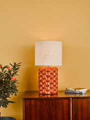 Jayden Table Lamp Orange Glaze With Shade dar Lighting
