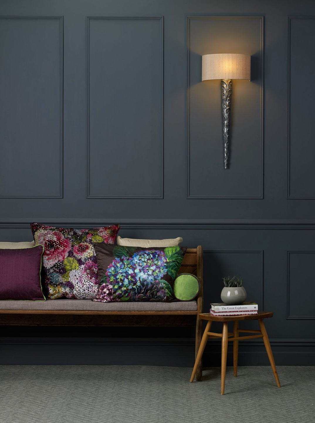 David Hunt Lighting Knurl Pewter Wall Light KNU0799 Bespoke Shade