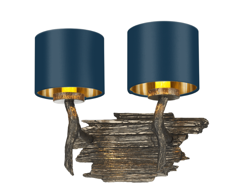 David Hunt Lighting Joshua Double Wall Light JOS0999 with Shade