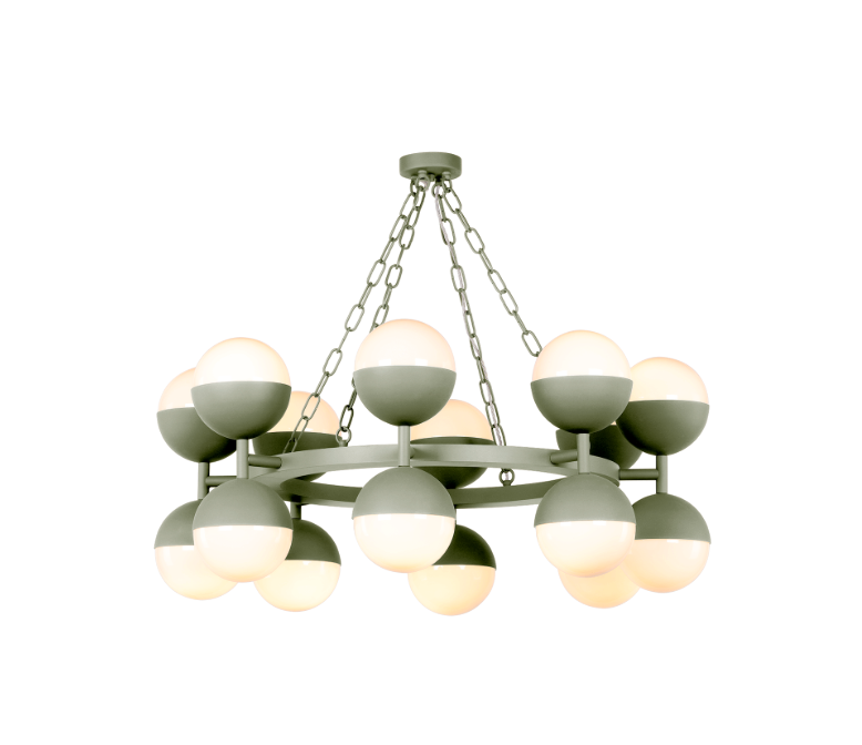 Bilbao 16 Light Pendant Bespoke and Opal Glass