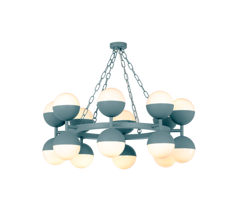 Bilbao 16 Light Pendant Bespoke and Opal Glass