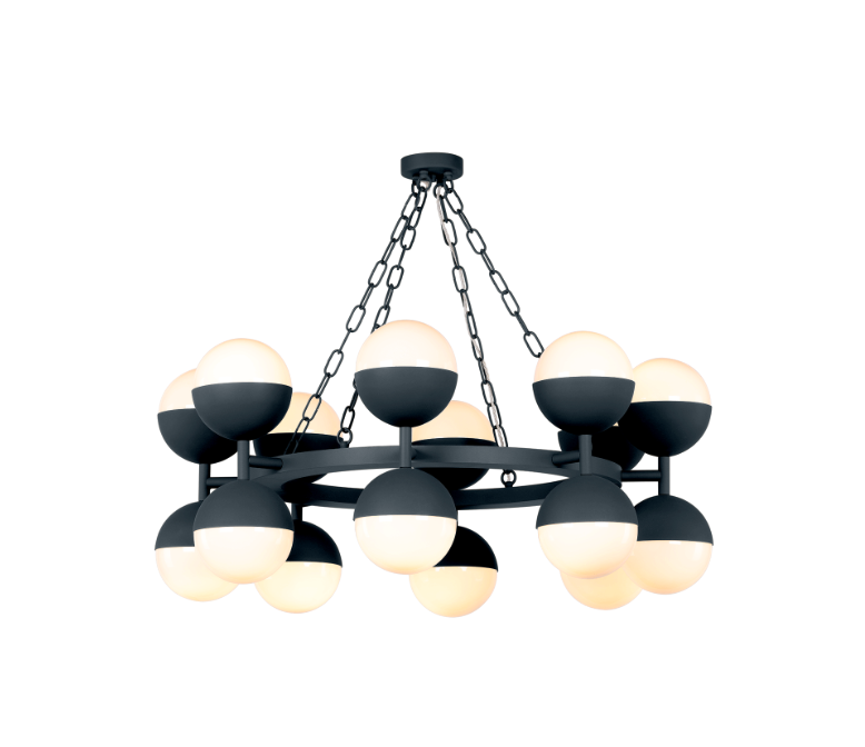Bilbao 16 Light Pendant Bespoke and Opal Glass