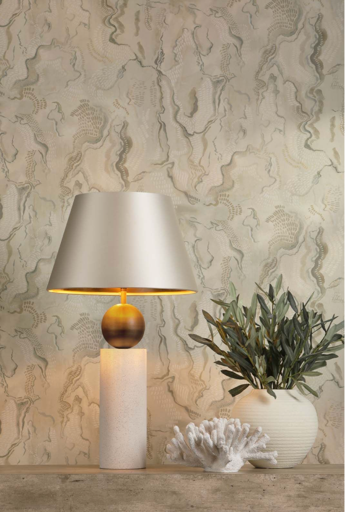 Ayla Table Lamp Jesmonite and Antique Brass Base Only