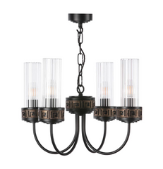 Plato 4 Light Pendant Black / Gold and Glass