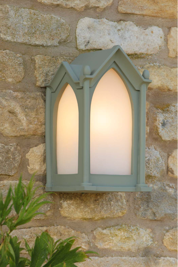 Canterbury Outdoor Wall Light Sage Green and Frosted Glass IP44