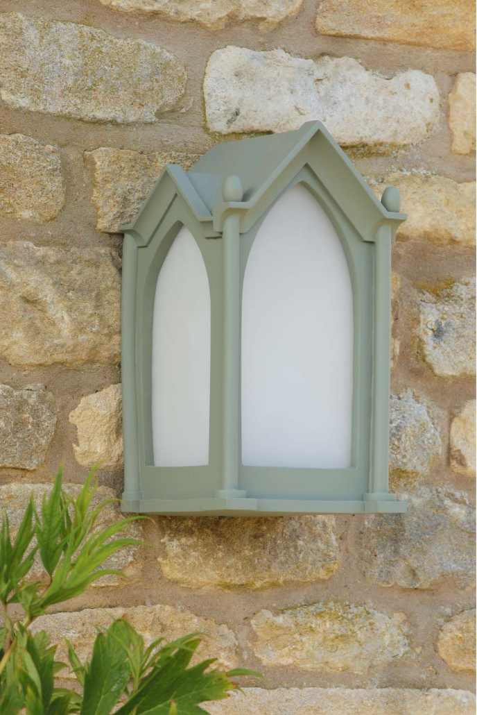 Canterbury Outdoor Wall Light Sage Green and Frosted Glass IP44