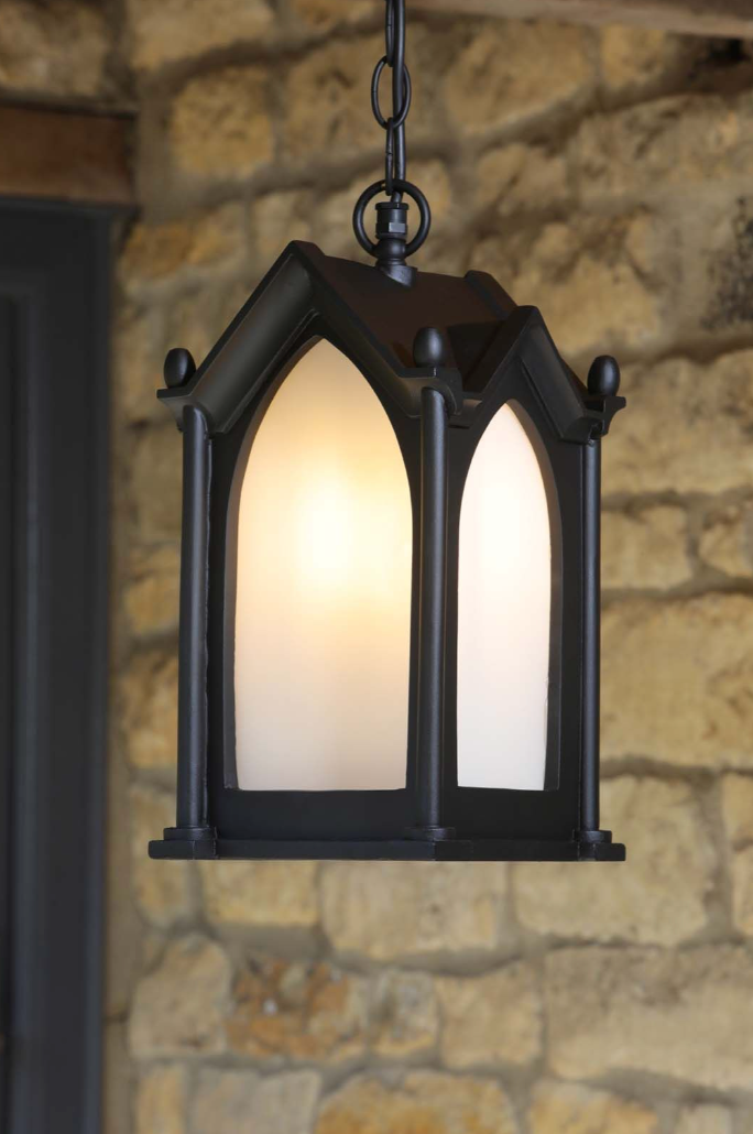 Canterbury Outdoor Porch Light Black and Frosted Glass IP23