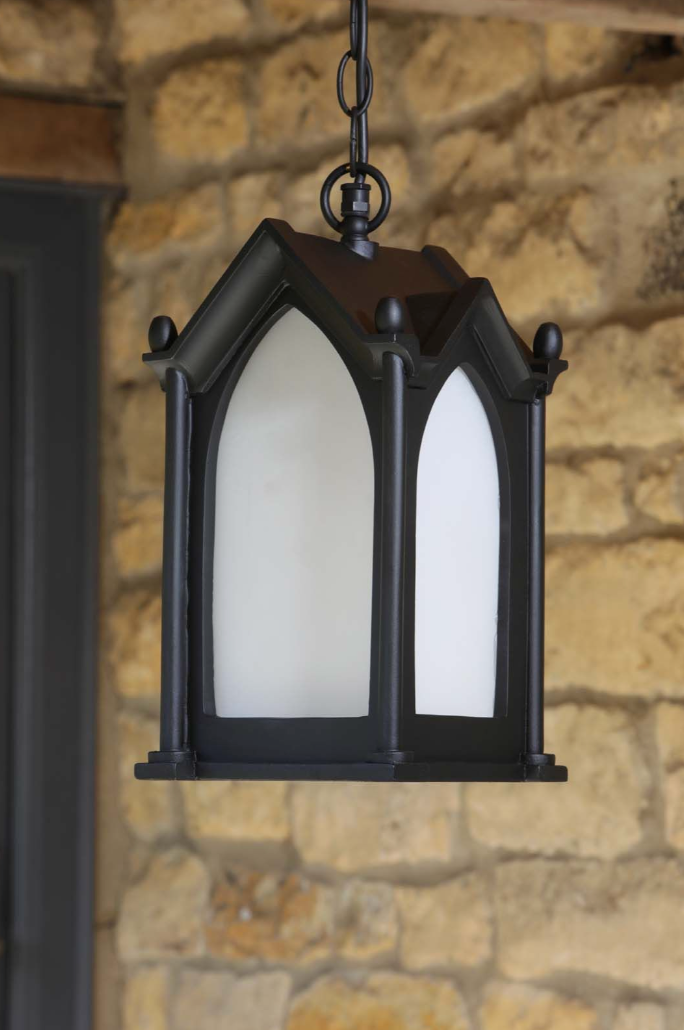 Canterbury Outdoor Porch Light Black and Frosted Glass IP23