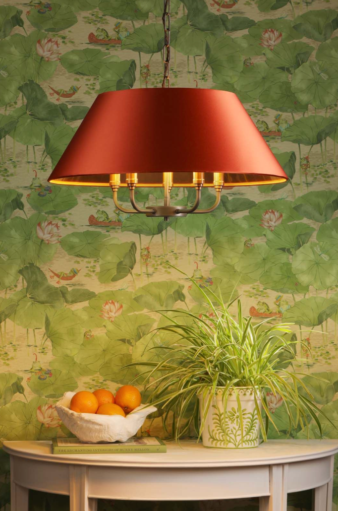 Gothenburg 5 Light Shadelier Brass With Bespoke Shade