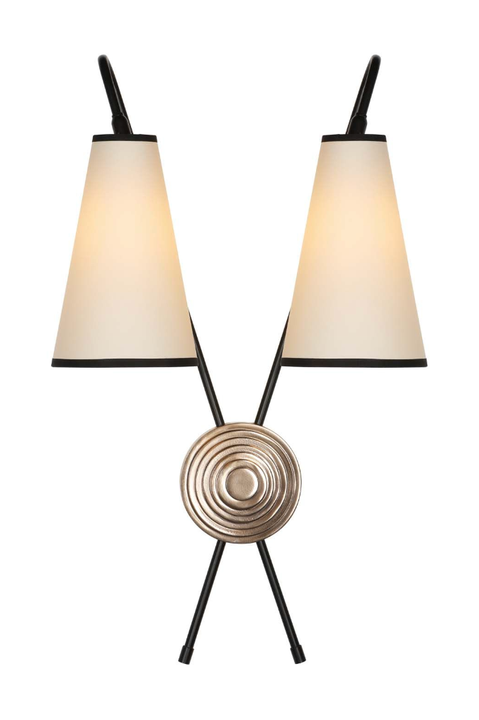 Battersea Double Wall Light Black and Bronze With Shades