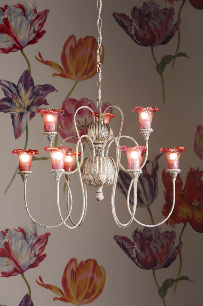 Honfleur 9 Light Chandelier Grey/Gold with Azalea Glass