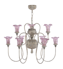 Honfleur 9 Light Chandelier Grey/Gold with Azalea Glass