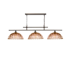 Mabel 3 Light Bar Pendant Antique Brass with Tobacco Glass