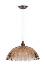 Mabel Pendant Amber Ribbed Glass and Antique Brass