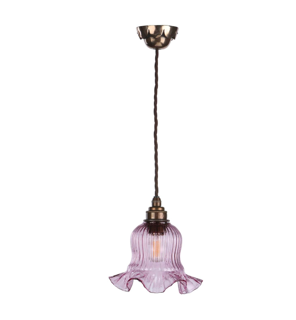 Mia Single Pendant Bronze with Azalea Glass