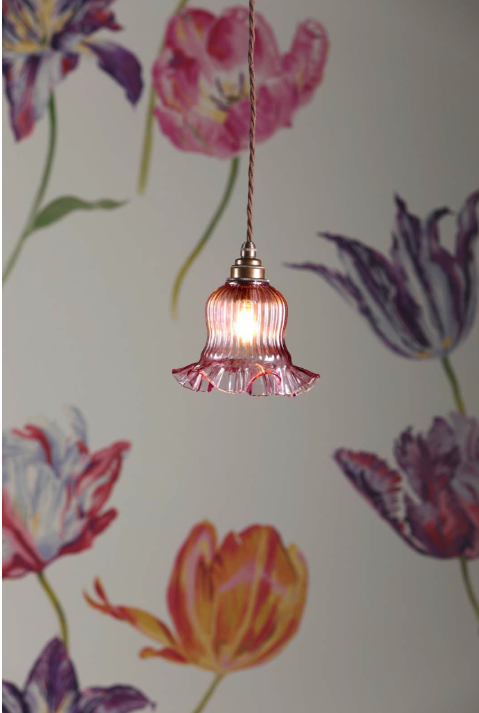 Mia Single Pendant Bronze with Azalea Glass