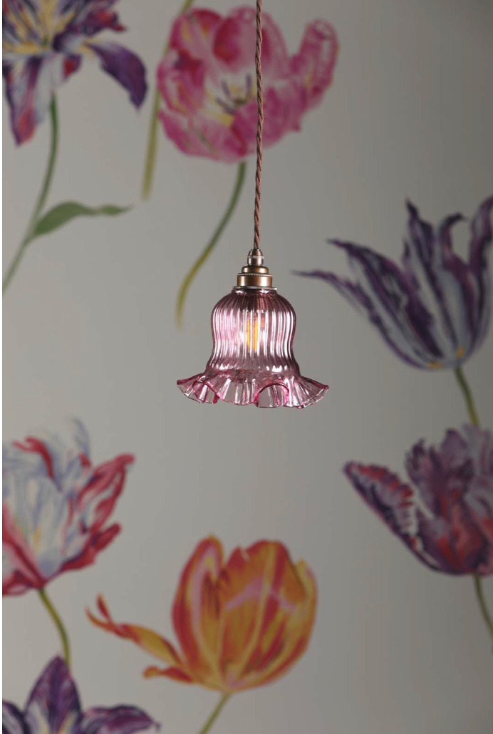 Mia Single Pendant Bronze with Azalea Glass