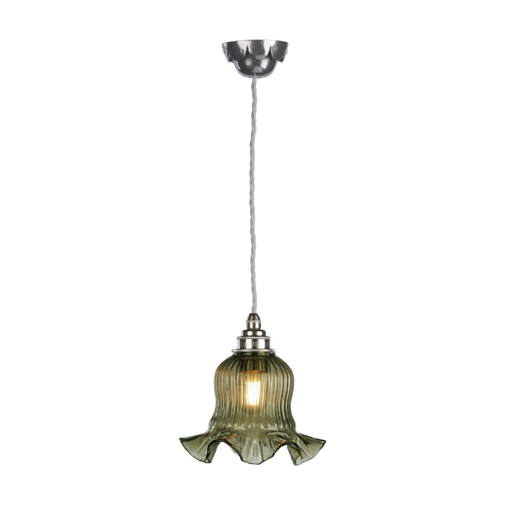 Mia Single Pendant Pewter with Moss Glass
