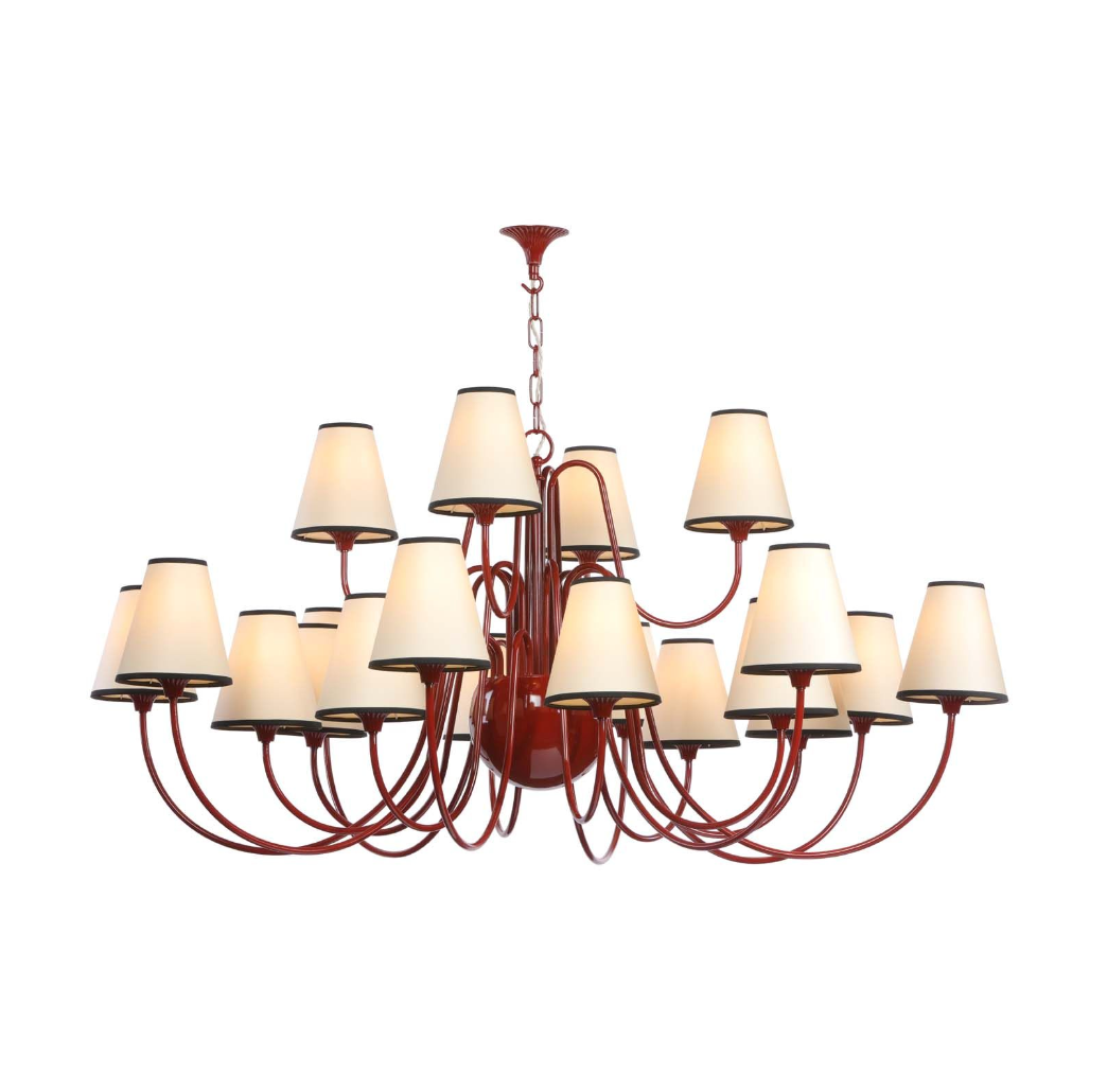 Trondheim 20 Light Chandelier Bespoke Gloss Paint with Short Shades