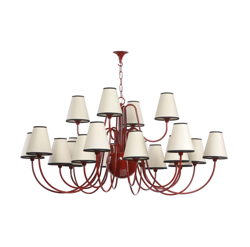 Trondheim 20 Light Chandelier Bespoke Gloss Paint with Short Shades