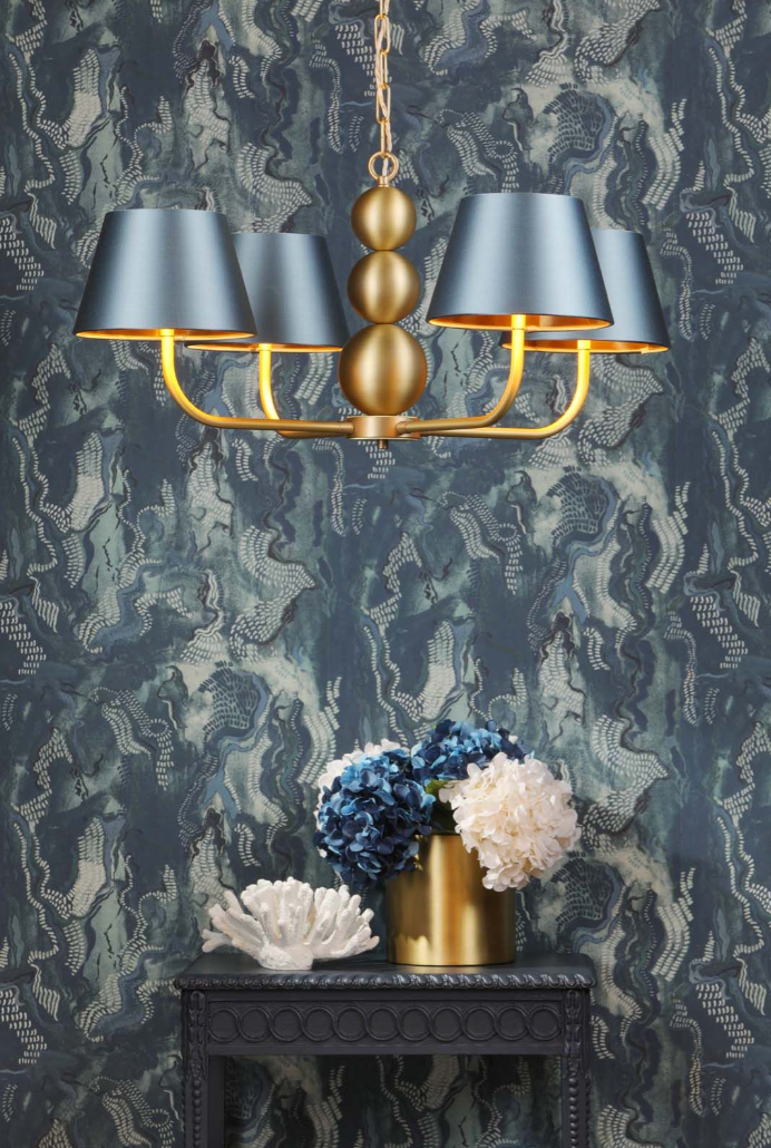 Athena 4 Light Pendant Brass With Bespoke Shade
