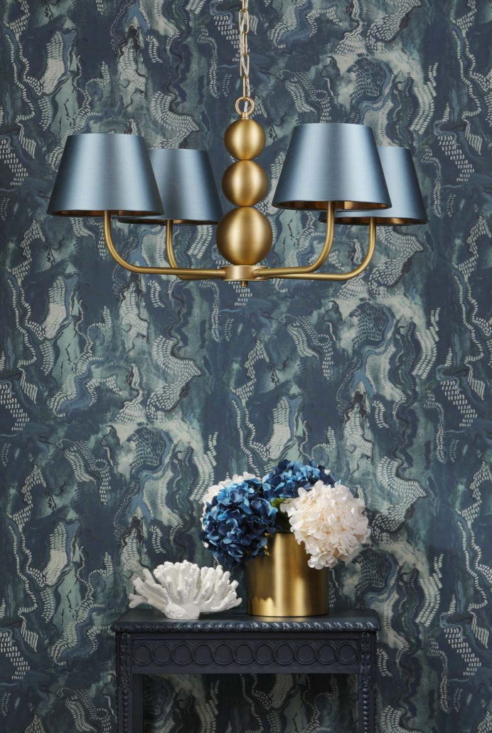Athena 4 Light Pendant Brass With Bespoke Shade