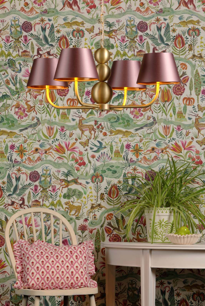 Athena 4 Light Pendant Brass With Bespoke Shade