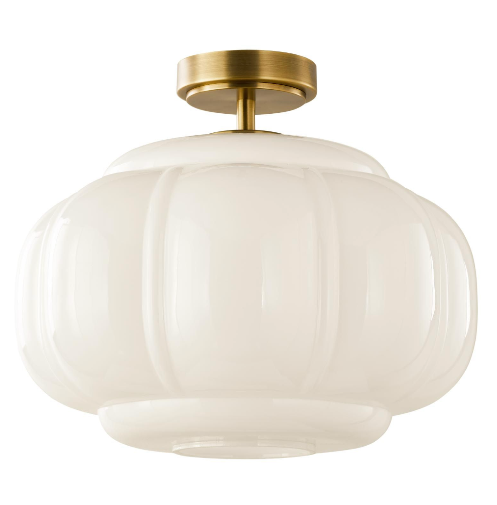 Sumitra Flush Antique Bronze and Opal Glass