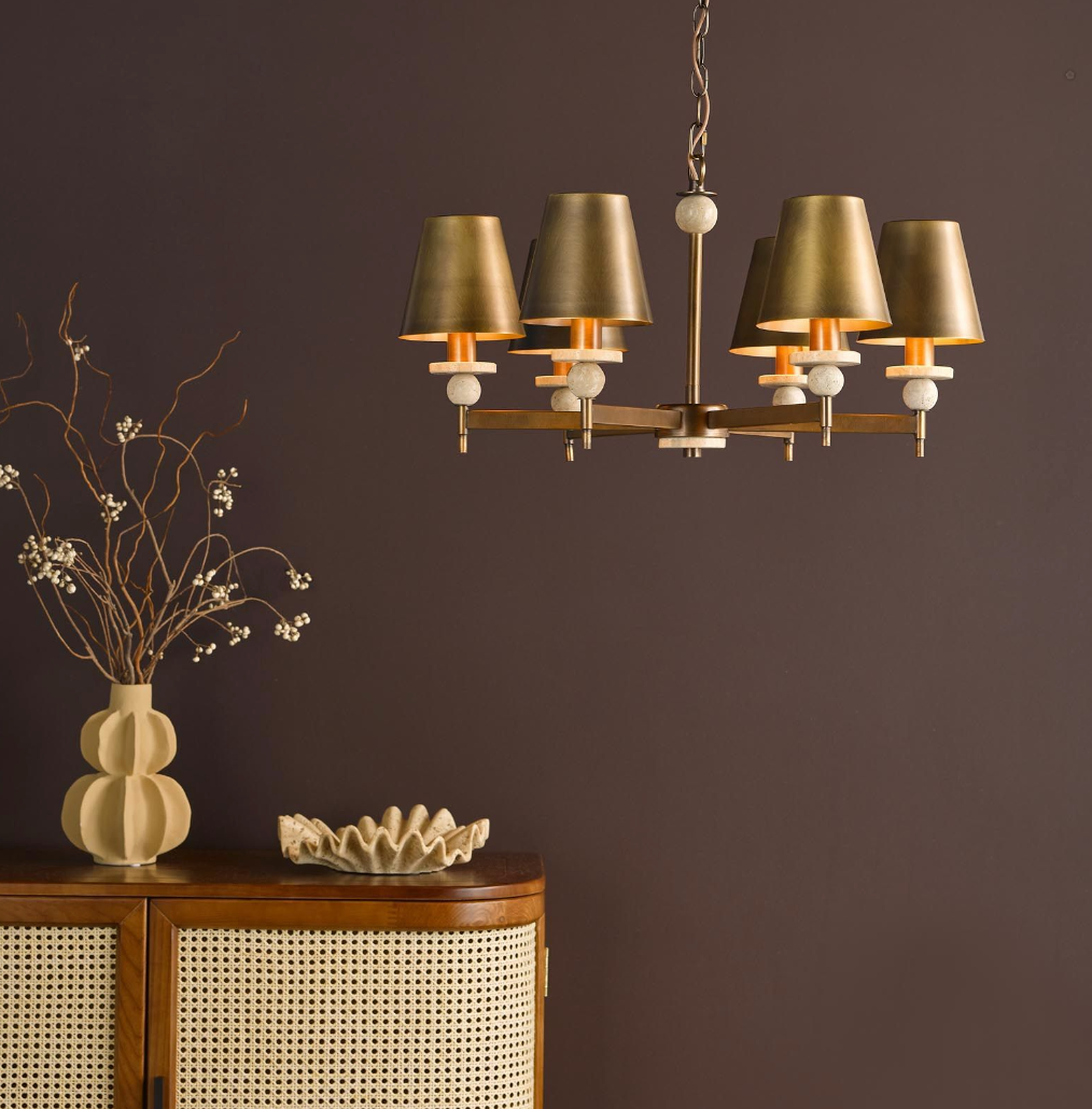 Colenza 6 Light Pendant Antique Bronze and Travertine Fitting Only